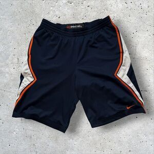 Nike Basketball Shorts Mens Medium Navy Blue Orange White Trim Vintage Y2K